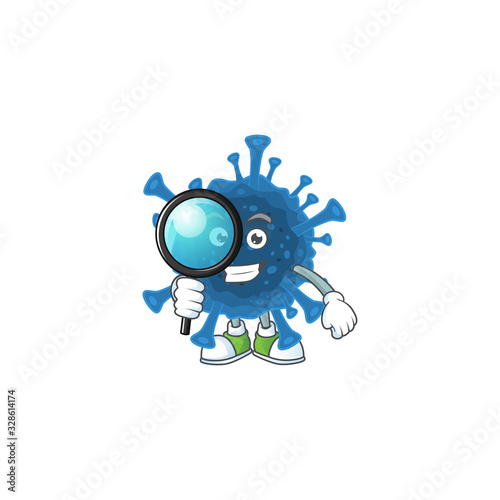 A famous of one eye coronavirus desease Detective cartoon character design