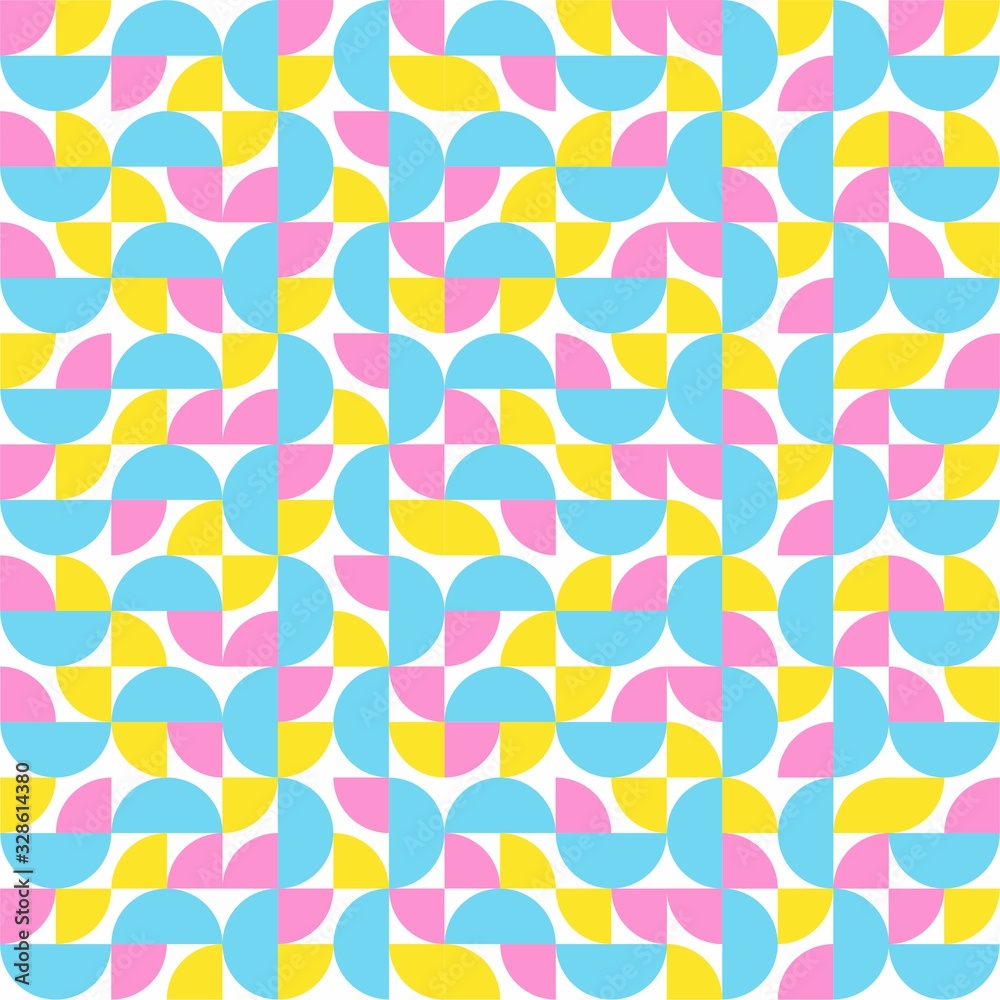 Colorful Seamless Geometric Pattern With Quarter Circle , Abstract, Illustrator Pattern Wallpaper 