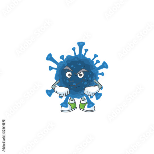 Coronavirus desease mascot icon design style with Smirking face