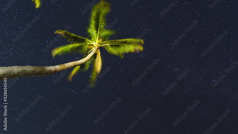 Planet Earth spinning around its axis and makes stars rotate above a ...