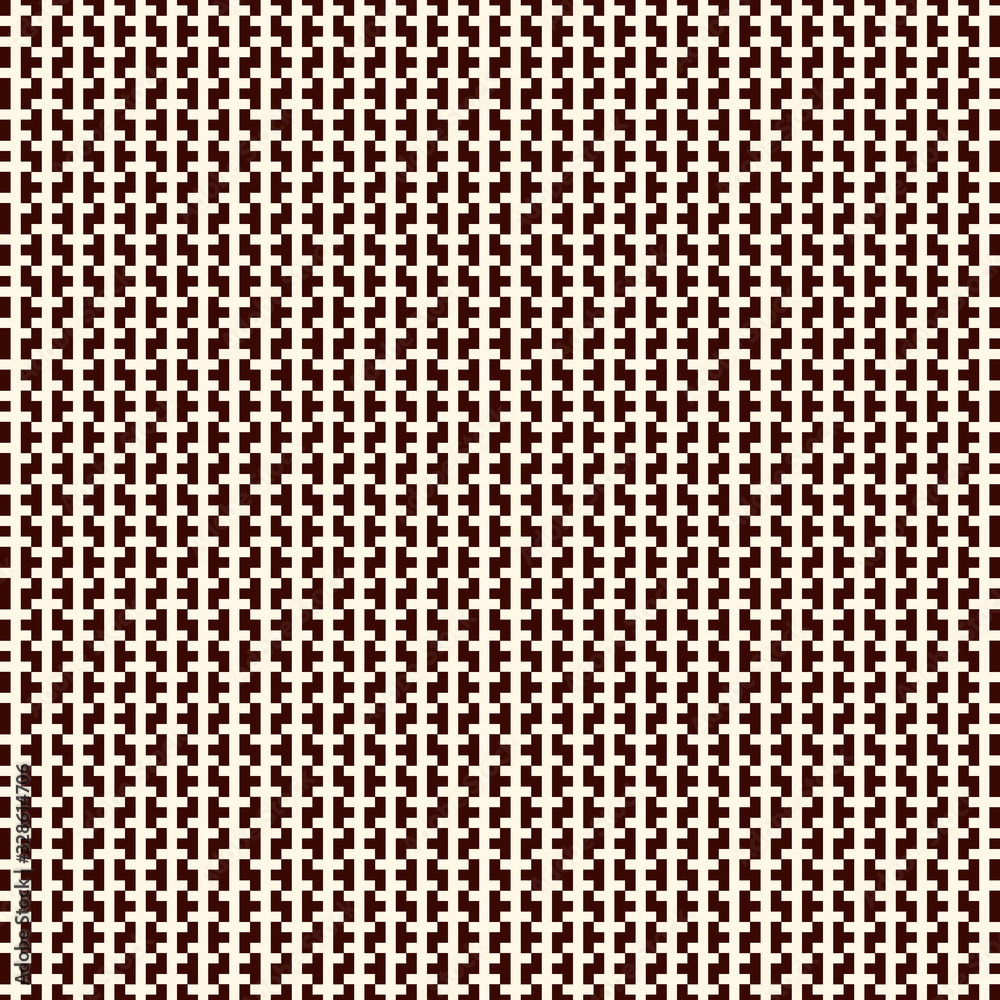 Seamless surface pattern design with geometric ornament. Stripes motif. Vertical lines wallpaper. Repeated puzzle mosaic