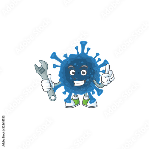 happily Mechanic coronavirus desease cartoon character design
