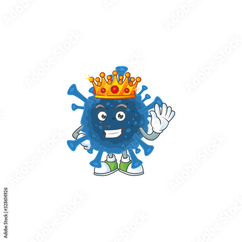 A dazzling of coronavirus desease stylized of King on cartoon mascot design