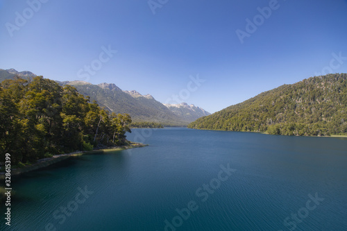 View of Correntoso Lake, Pataogonia Argentina. Seven lakes sightseeing road