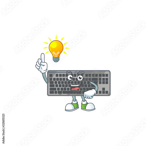 Smart black keyboard cartoon character has an idea