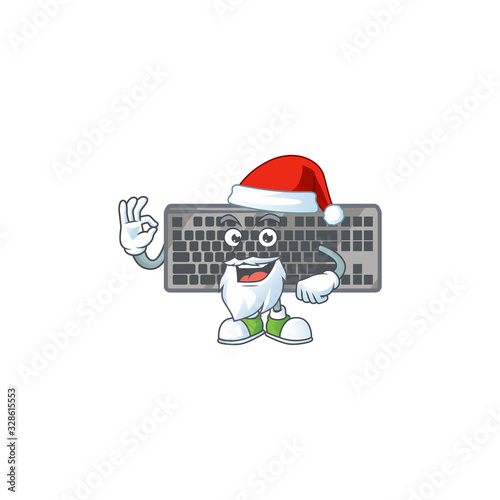 A lovely Santa black keyboard mascot picture style with ok finger