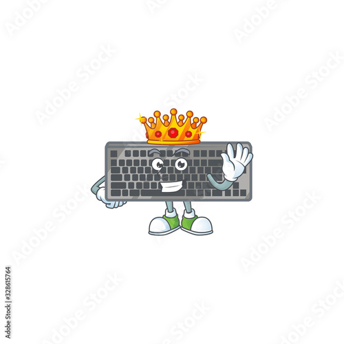 A dazzling of black keyboard stylized of King on cartoon mascot design