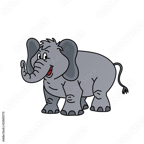 Illustration of Elephant Smiled Cartoon  Cute Funny Character  Flat Design