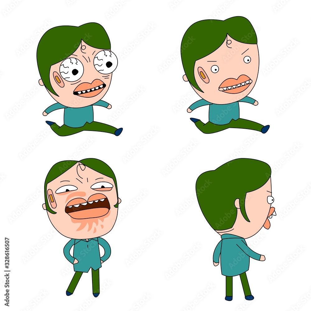Humorous and comical character, illustration set. Humorous and comical character, illustration set.