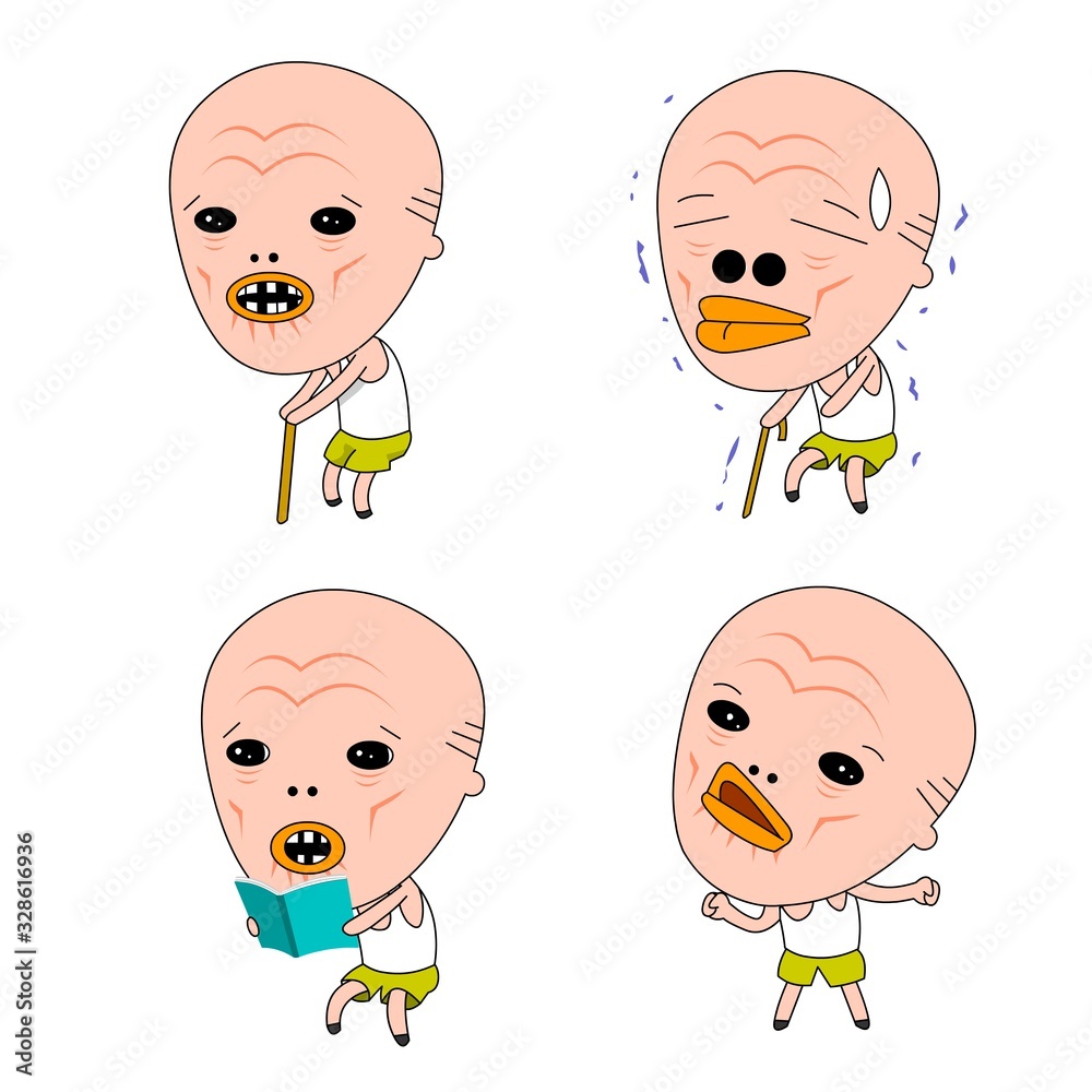 Humorous and comical character, illustration set. Humorous and comical character, illustration set.