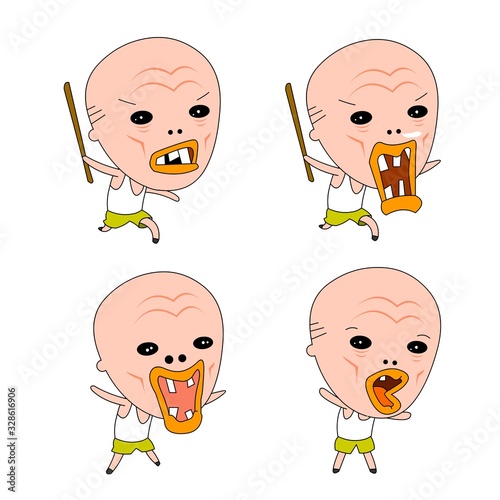 Humorous and comical character, illustration set.
