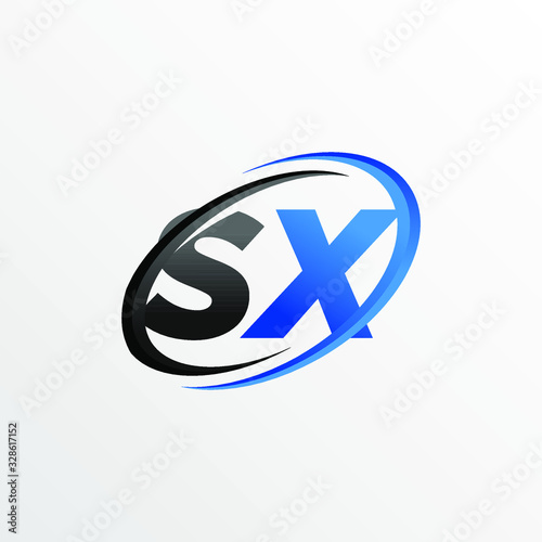 Initial Letters SX Logo with Circle Swoosh Element