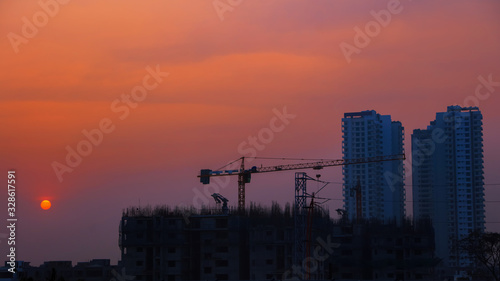 Tall apartment building construction in Hyderabad  India