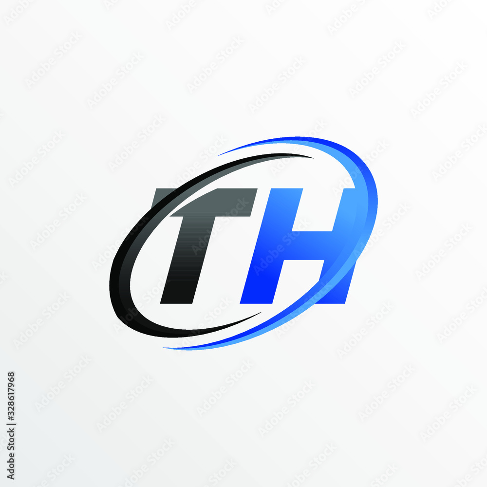 Initial Letters TH Logo with Circle Swoosh Element Initial Letters TH Logo with Circle Swoosh Element