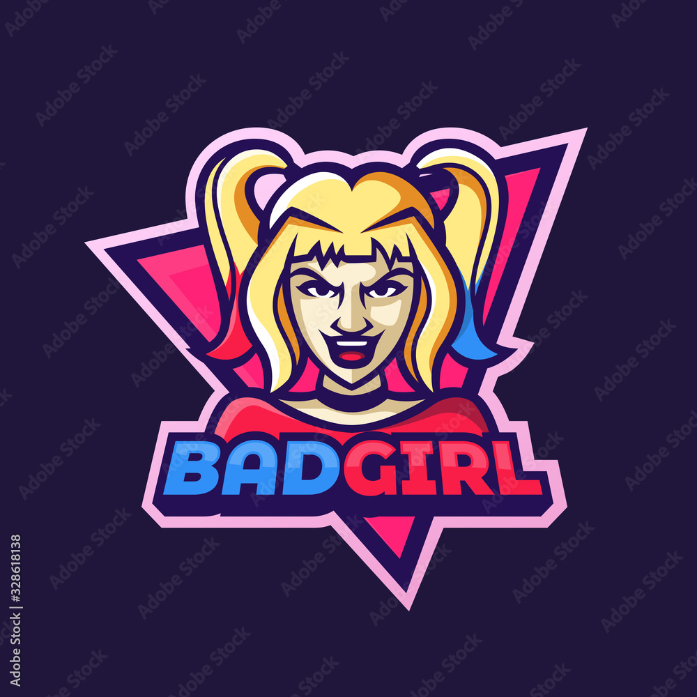 bad angry evil girl woman mascot logo illustration vector