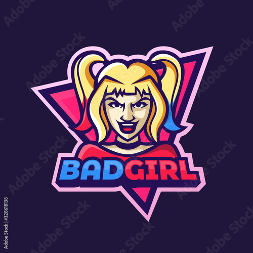 bad angry evil girl woman mascot logo illustration vector