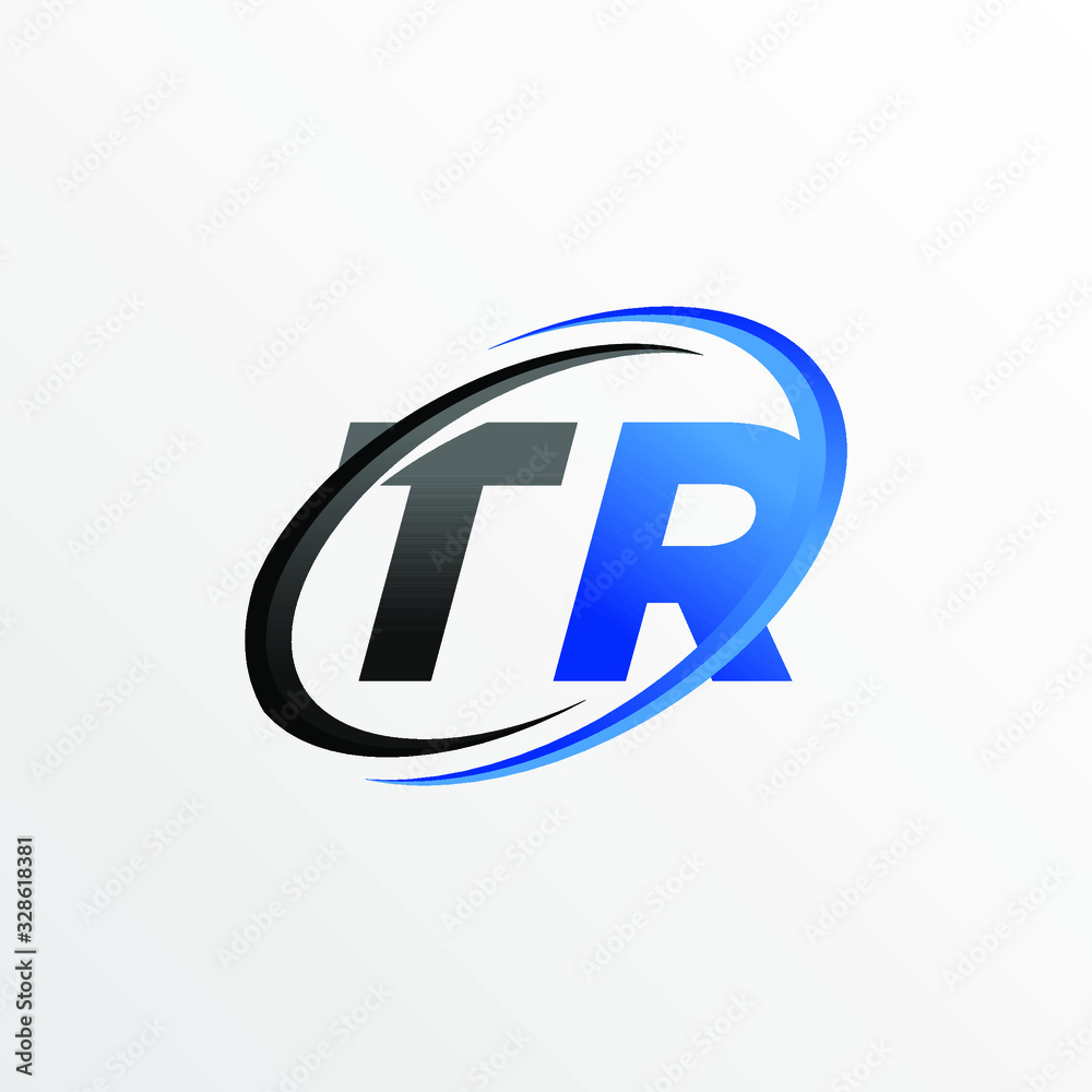 Initial Letters TR Logo with Circle Swoosh Element Initial Letters TR Logo with Circle Swoosh Element