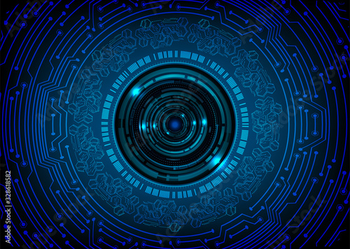 Blue eye cyber circuit future technology concept background