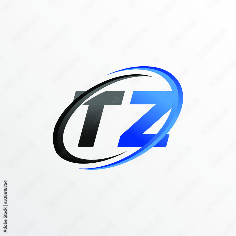 Initial Letters TZ Logo with Circle Swoosh Element Initial Letters TZ Logo with Circle Swoosh Element