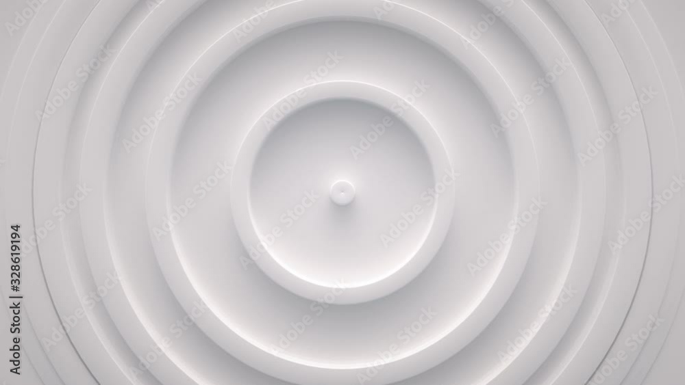 Wave from concentric circles, rings on the surface. Bright, milky radio wave abstract motion background. Seamless loop.