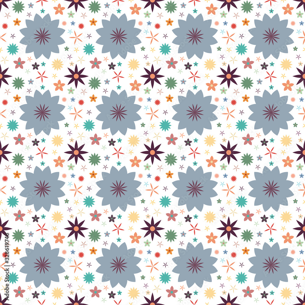 An abstract seamless flower pattern background image. An abstract seamless flower pattern background image.