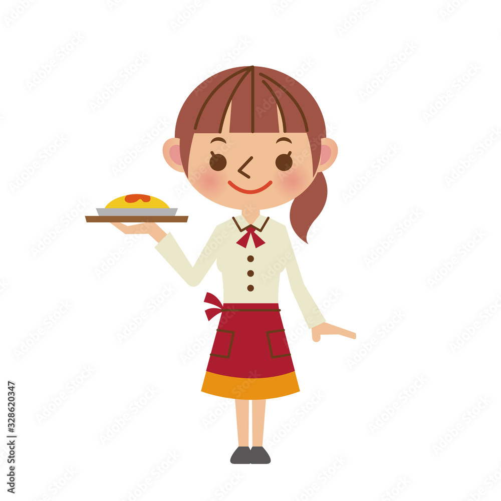 料理を運ぶウェイトレス 料理を運ぶウェイトレス