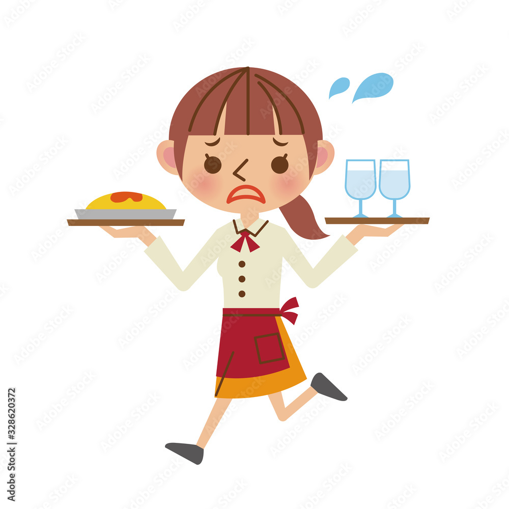 Φωτογραφία 料理と飲み物を持って走るウェイトレス