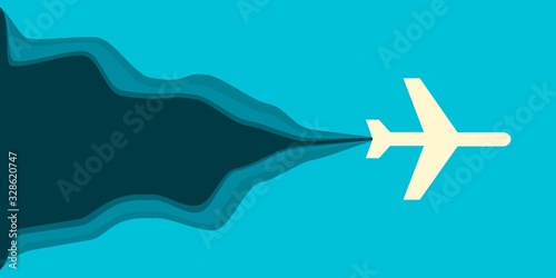 Air plane travelling concept illustration. Paper cut style