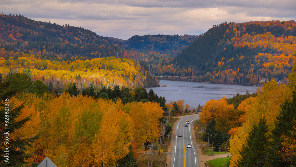 Fototapeta premium Scenic highway 155 heads towards north in Quebec province.