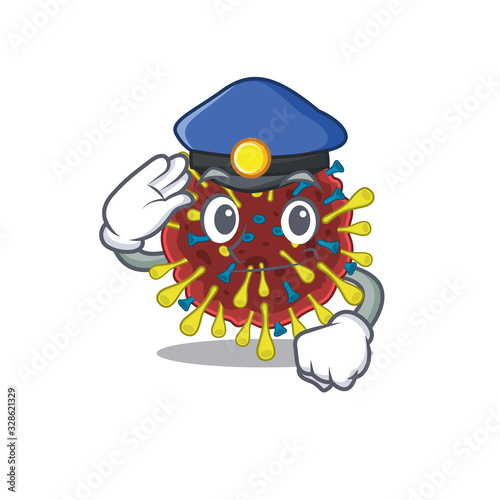 A picture of corona virus molecule performed as a Police officer