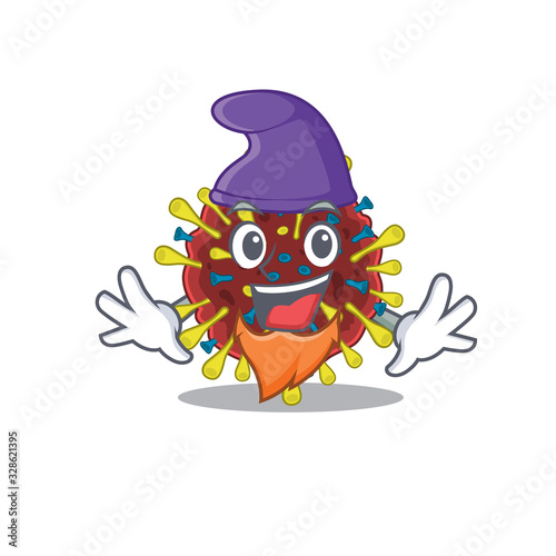 Cute and funny corona virus molecule cartoon character dressed as an Elf