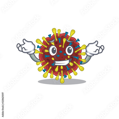 Happy face of corona virus molecule mascot cartoon style