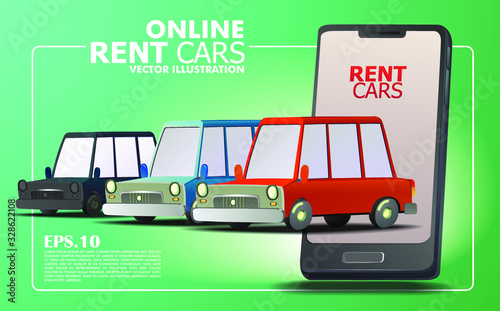 Rent Cars Online Mobile illustration eps 10