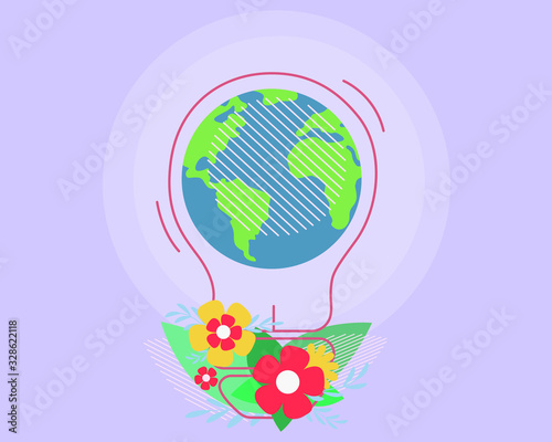 illustration for earth hour day in flat style