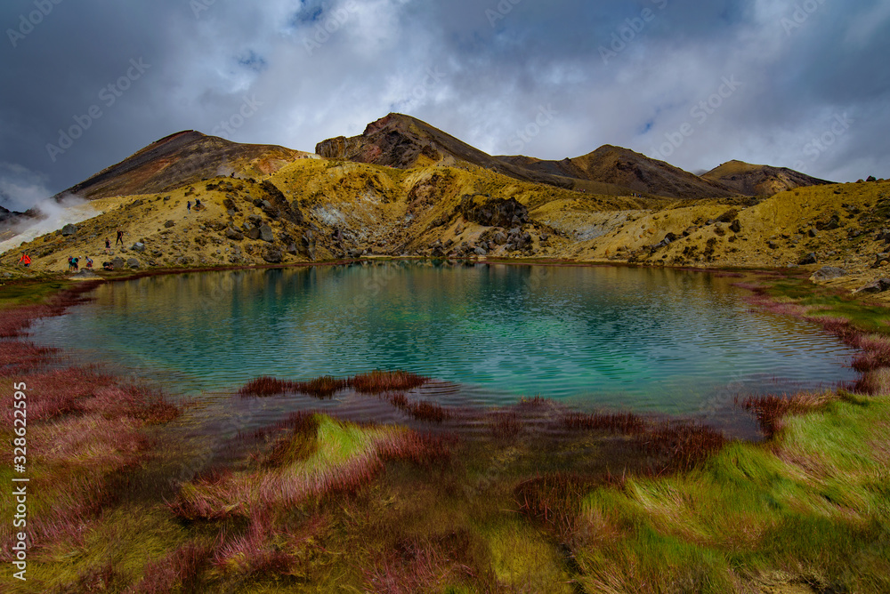 Emerald Lakes at Tongariro National Park in New Zealand