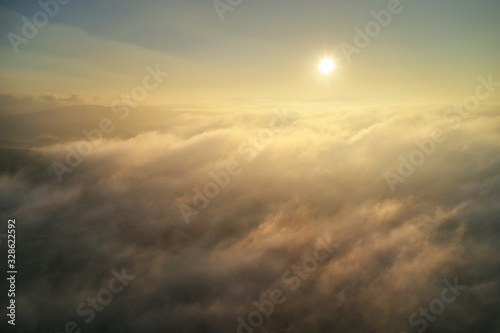 Aerial view white clouds in sky at morning. © GIS