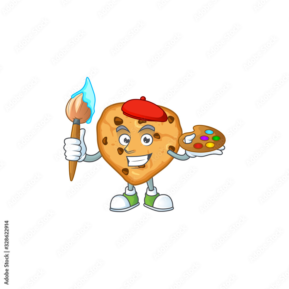 An artistic chocolate chips love artist cartoon design using a brush An artistic chocolate chips love artist cartoon design using a brush