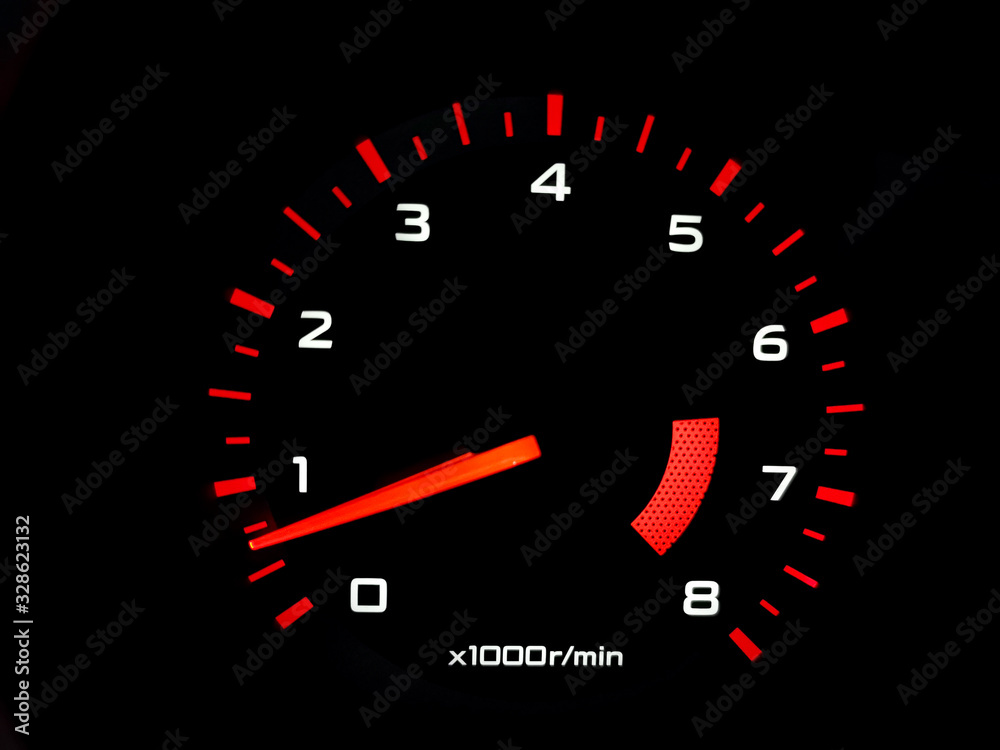 close up car speedometer gauge.  concept for  automobile and engine theme.