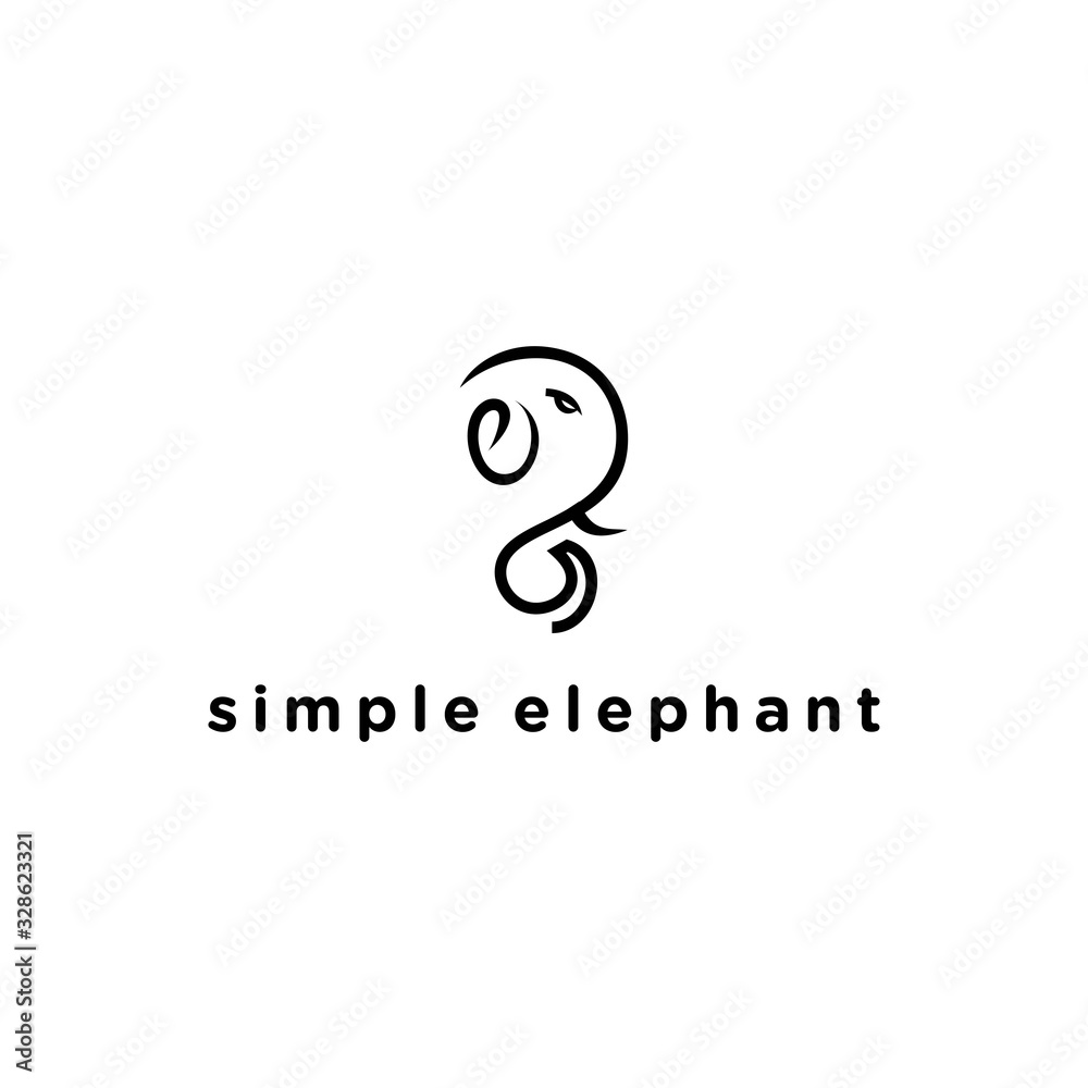 wild animal elephant head logo design illustration