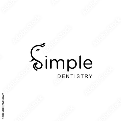 Simple Dental Logo Design with Elephant Vector
