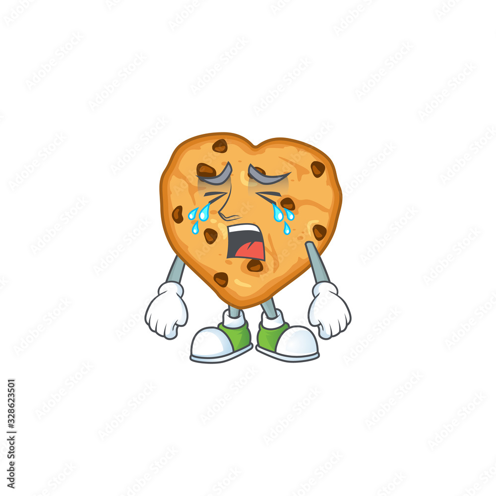 A Crying face of chocolate chips love cartoon character design A Crying face of chocolate chips love cartoon character design