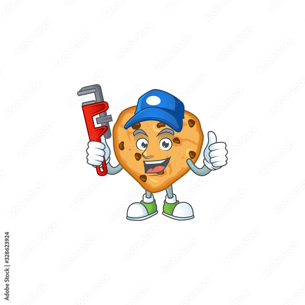 Smart Plumber worker of chocolate chips love cartoon character design Smart Plumber worker of chocolate chips love cartoon character design