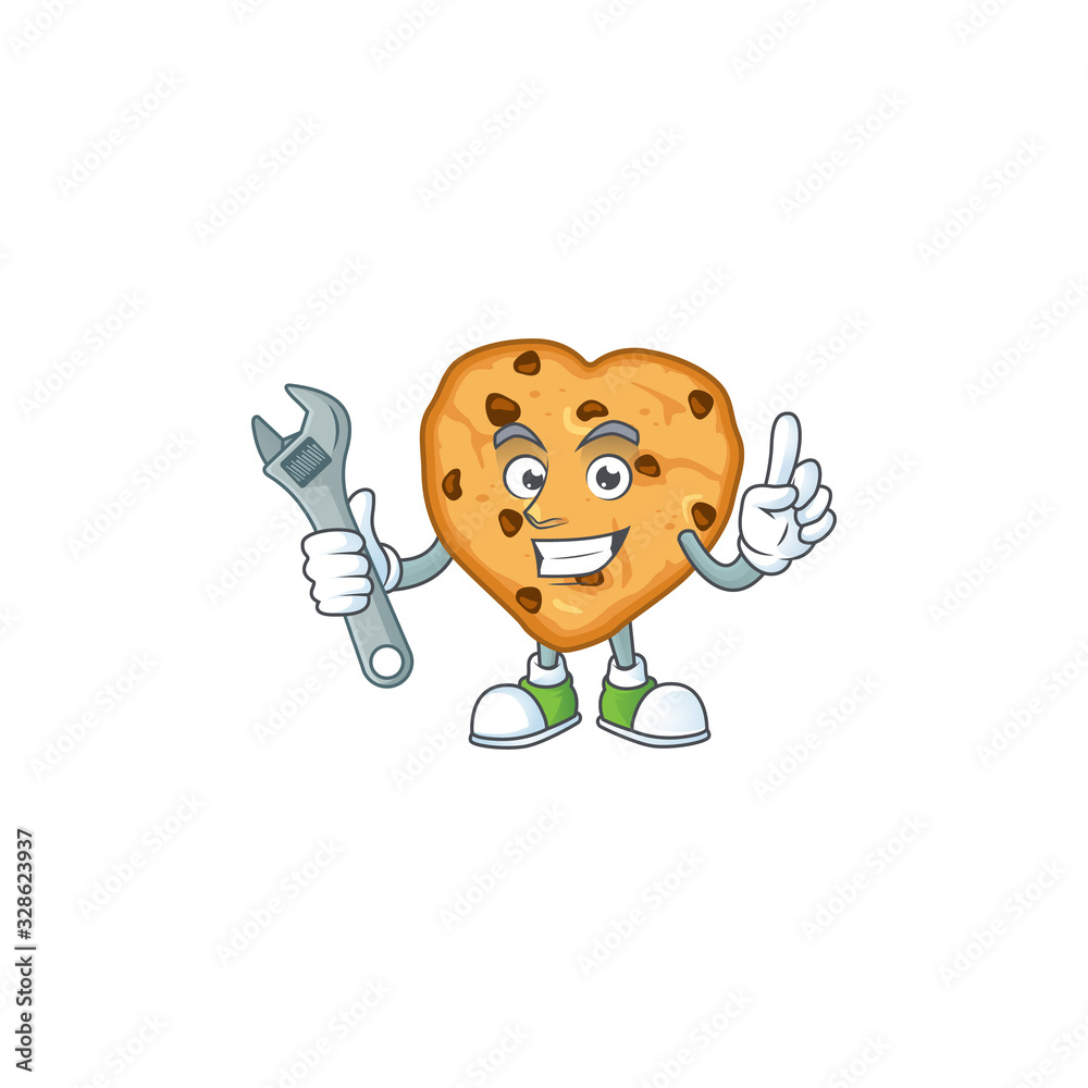 mascot design concept of chocolate chips love mechanic