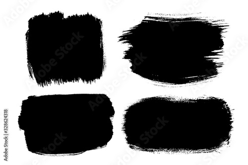  Black brush strokes isolated on white. Ink splatter. Paint droplets. Digitally generated image. Set vector design elements, illustration, EPS 10.