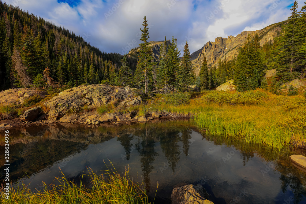 Scenic Dream lake landscape in Rocky mountain national park