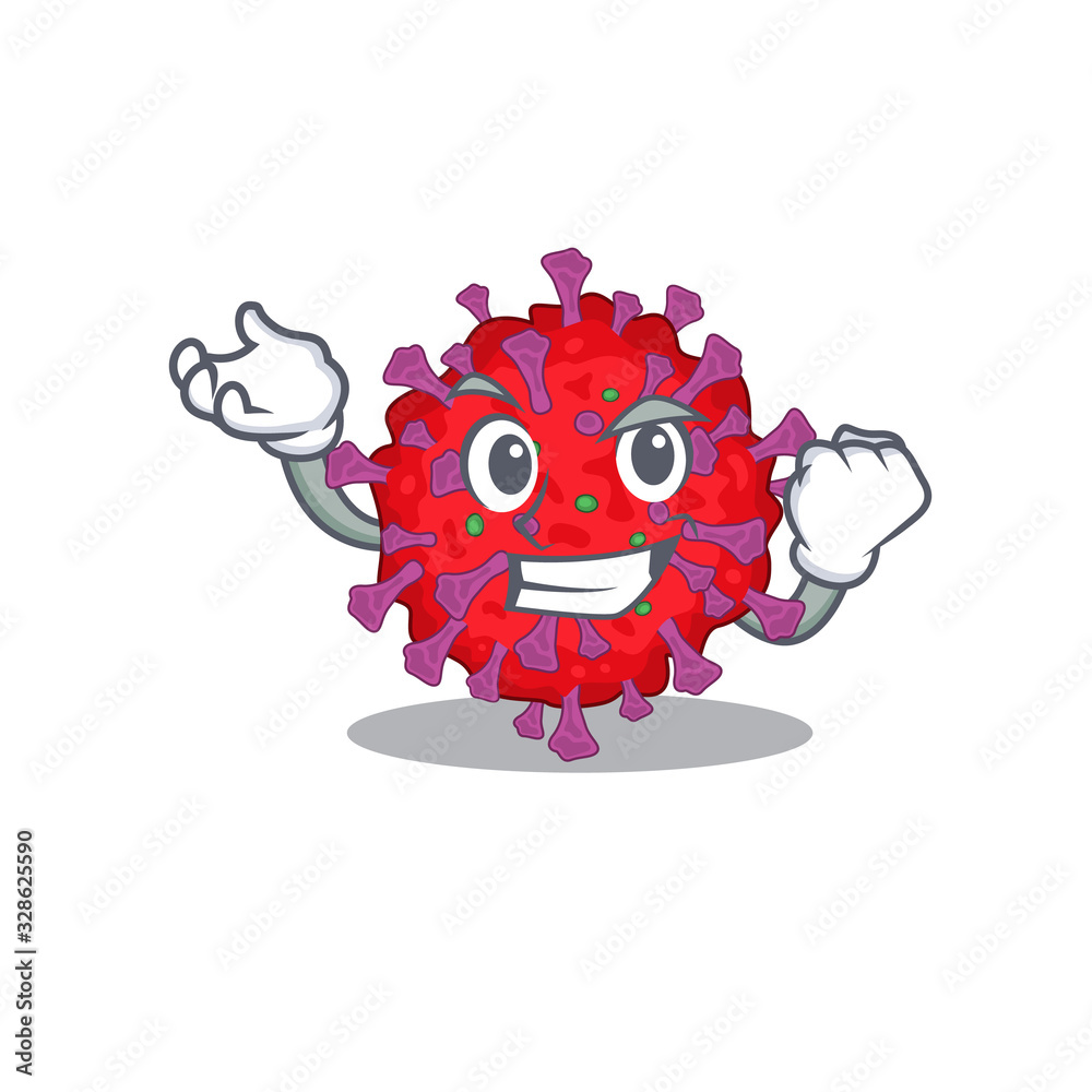 Coronavirus particle cartoon character style with happy face