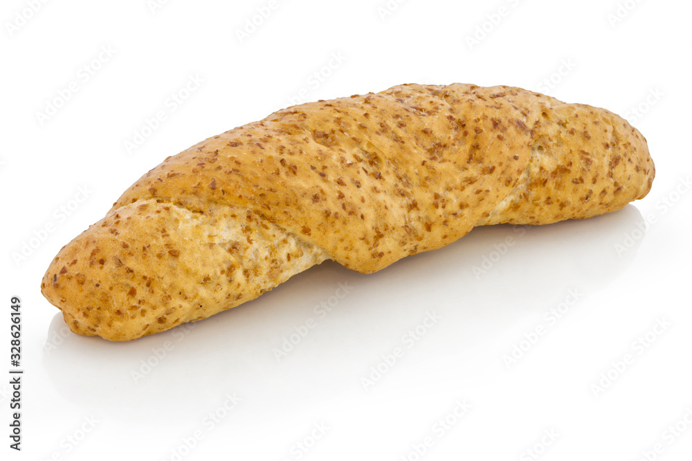 European Graham roll. Isolated on white background with shadow reflection. With clipping path. With vector path. Graham breadroll on white bg. Graham bread roll European Graham roll. Isolated on white background with shadow reflection. With clipping path. With vector path. Graham breadroll on white bg. Graham bread roll