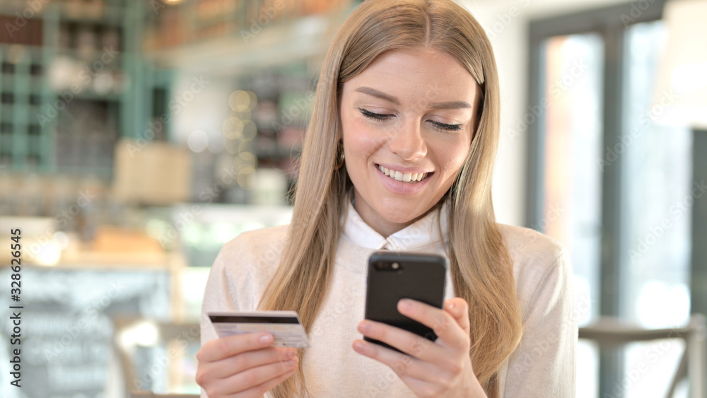 Portrait of Online Payment on Smartphone by Young Woman, Portrait of Online Payment on Smartphone by Young Woman,