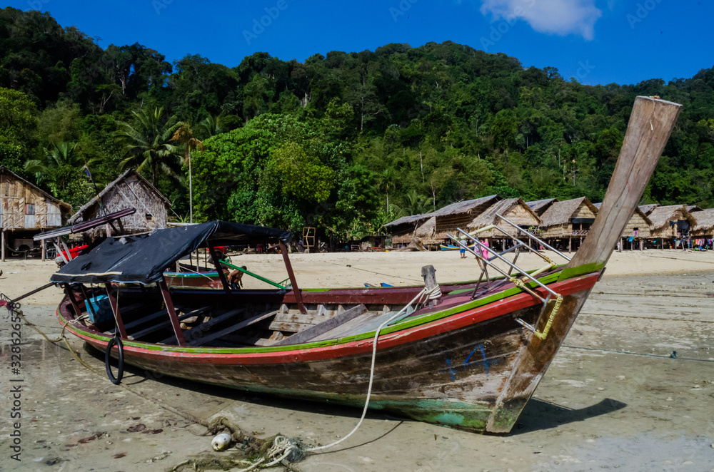 The Moken Sea Gypsy Village at Koh Surin on the Mu Ko Surin National Park, Surin Islands of Thailand. The Moken Sea Gypsy Village at Koh Surin on the Mu Ko Surin National Park, Surin Islands of Thailand.