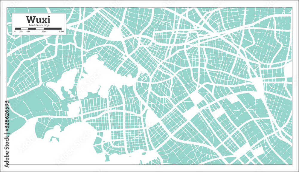 Wuxi China City Map in Retro Style. Outline Map. Wuxi China City Map in Retro Style. Outline Map.